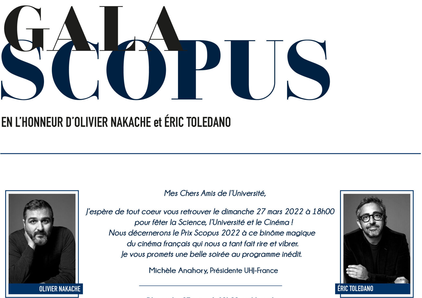 Dimanche 27 mars 2022 : Prix Scopus Olivier Nakache et Eric Toledano