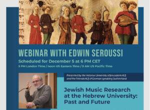 Affiche du webinar avec Edwin Seroussi à l'Université Hébraïque de Jérusalem