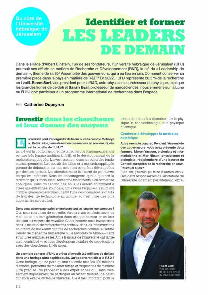 Article dans le magazine L&#039;Arche Identifier et former les leaders de demain